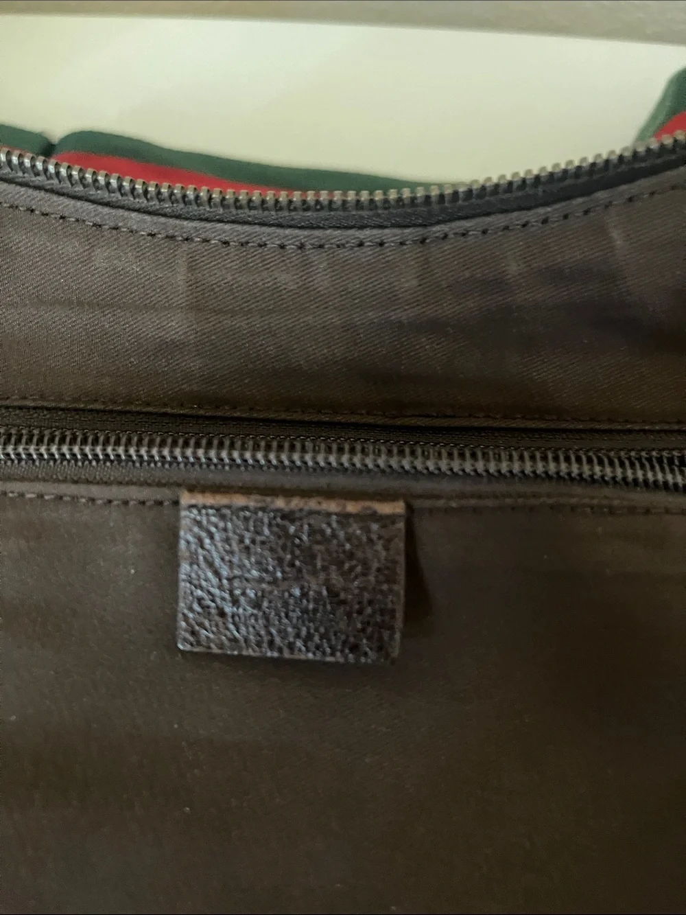 Gucci Beige/Brown GG Canvas Hobo with Green and Red Web Strap